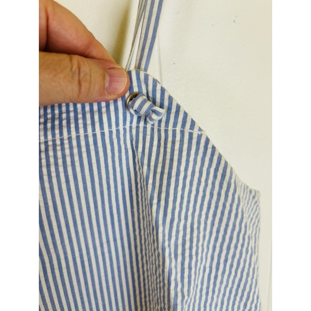 VTG Ann Taylor LOFT Blue White Striped Seersucker Sleeveless Dress Sz 12 Lined - Picture 3 of 10
